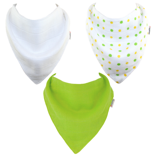 MuslinZ 3pk Dribble Bibs (GREEN + YELLOW)