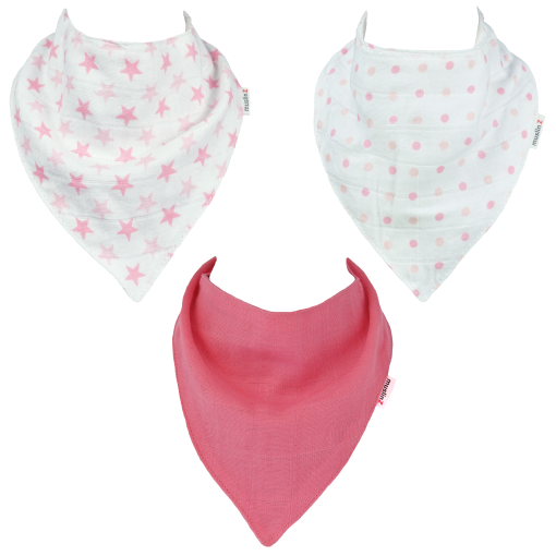 MuslinZ 3pk Dribble Bibs (PINK)